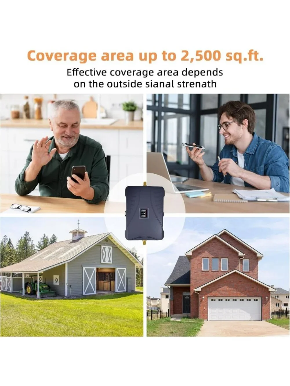 Home Office Cell Phone Signal Booster, 2500 Sq.Ft, Boost 5G 4G LTE 3G, FCC